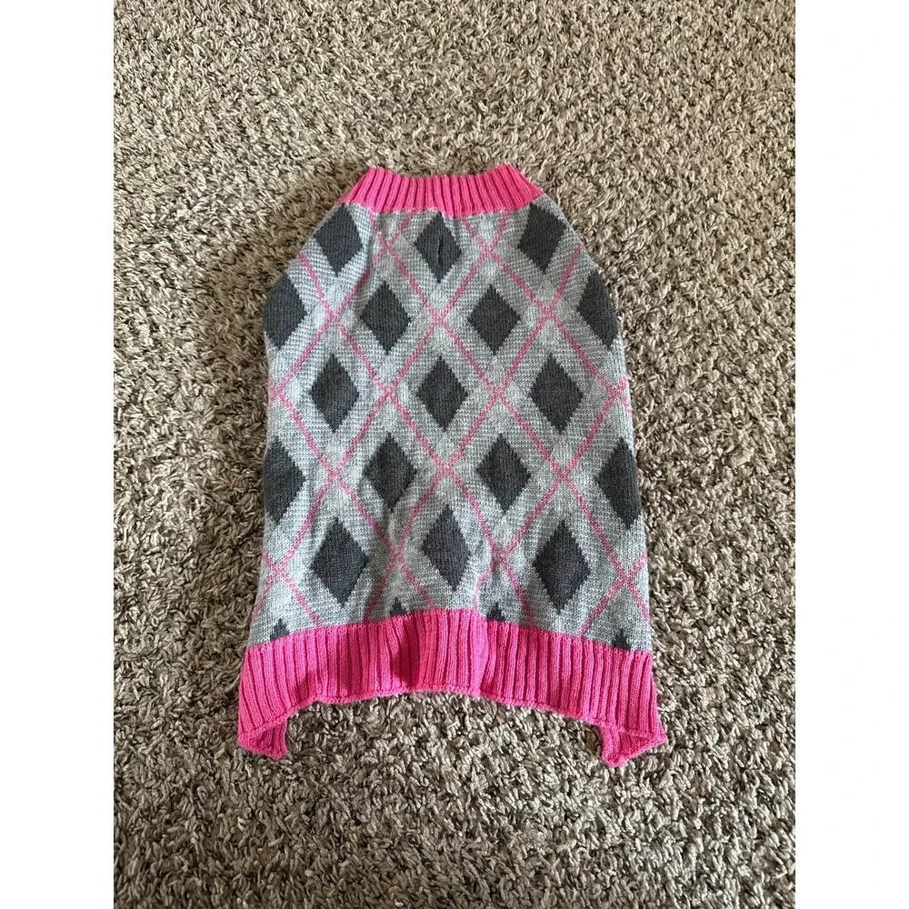 Vibrant Life Pink Argyle Dog‎ Sweater Size Medium
